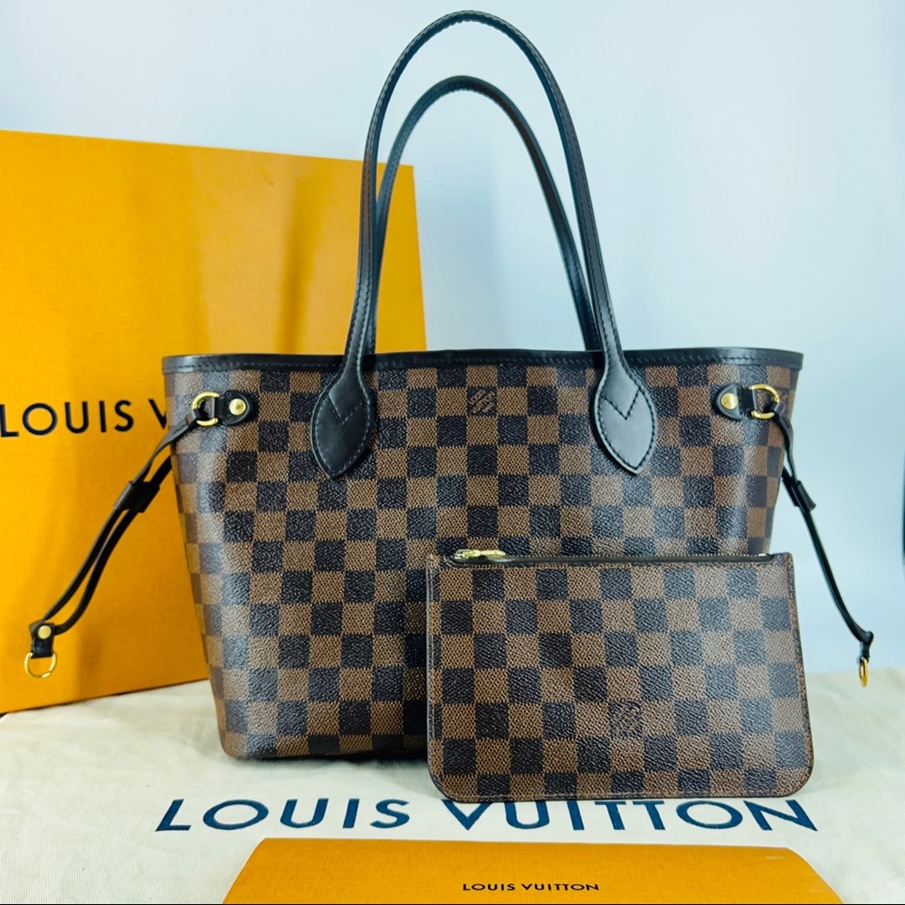 Louis Vuitton Neverfull Pm Damier Ebene with Pochette Authentic - Picture 1 of 12